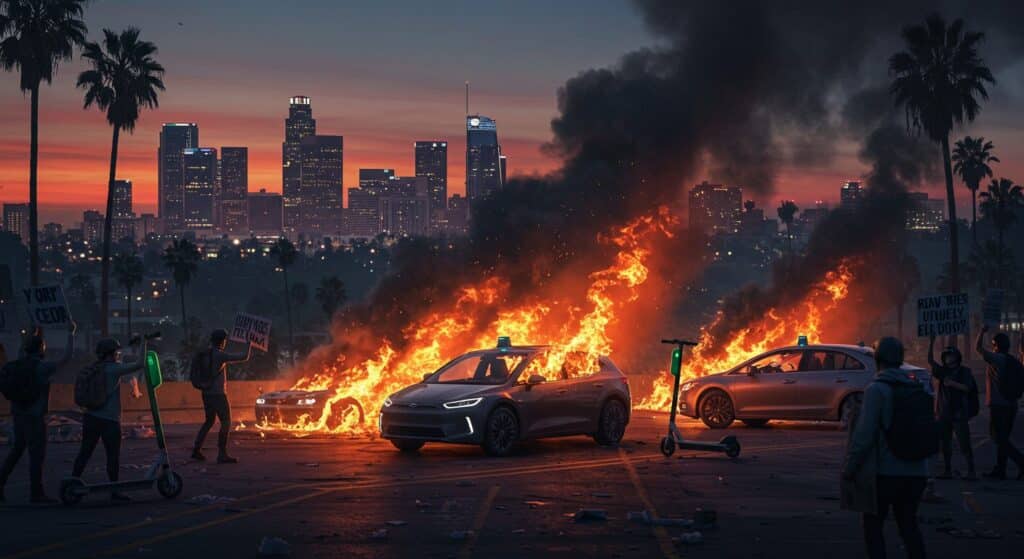 Vandalisme de Robotaxis : Crise à Los Angeles | Vision Startups - Innovation et Tech - VisionStartups.fr