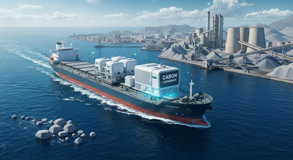 Un Navire Transforme le CO₂ en Ciment | Vision Startups - Innovation et Tech - VisionStartups.fr