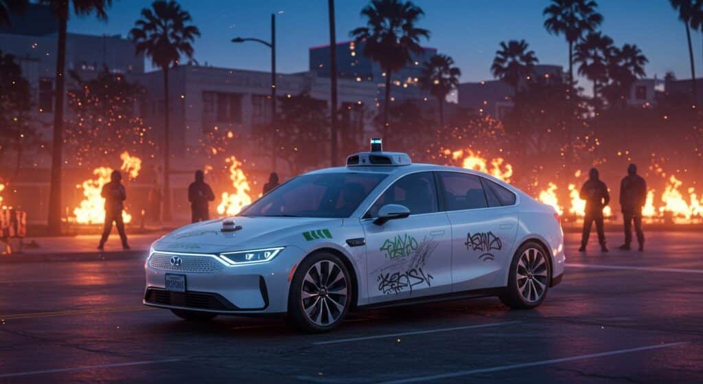 Waymo Face au Vandalisme des Robotaxis | Vision Startups - Innovation et Tech - VisionStartups.fr