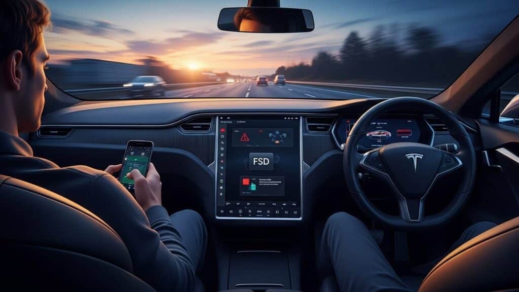 Tesla FSD : Textos au Volant Autorisé ? | Vision Startups - Innovation et Tech - VisionStartups.fr